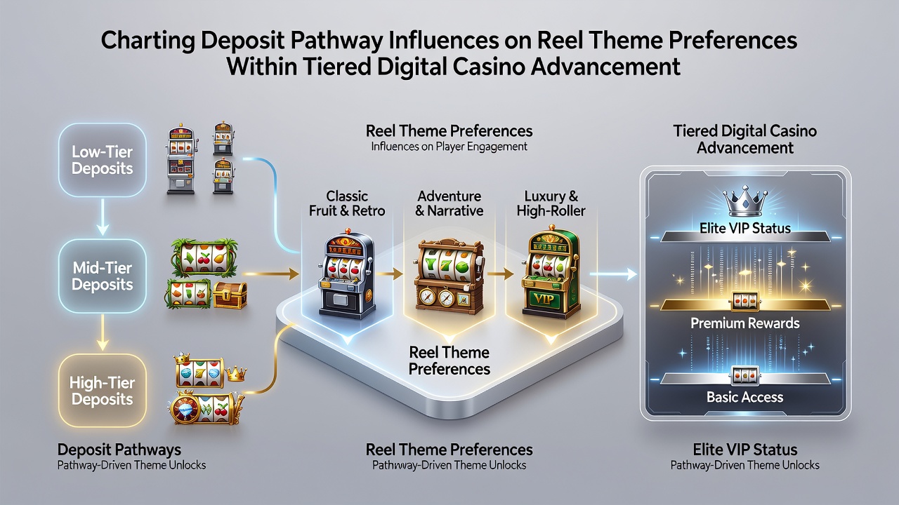 Analytics dashboard displaying correlations between deposit types, reel theme selections, and loyalty tier milestones
