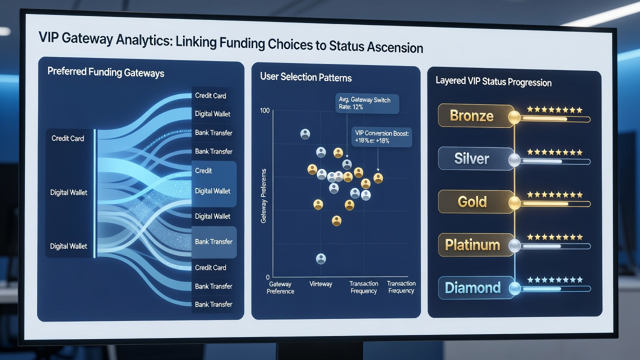Analytics dashboard showing correlations between funding methods and table game choices in mobile casino VIP systems