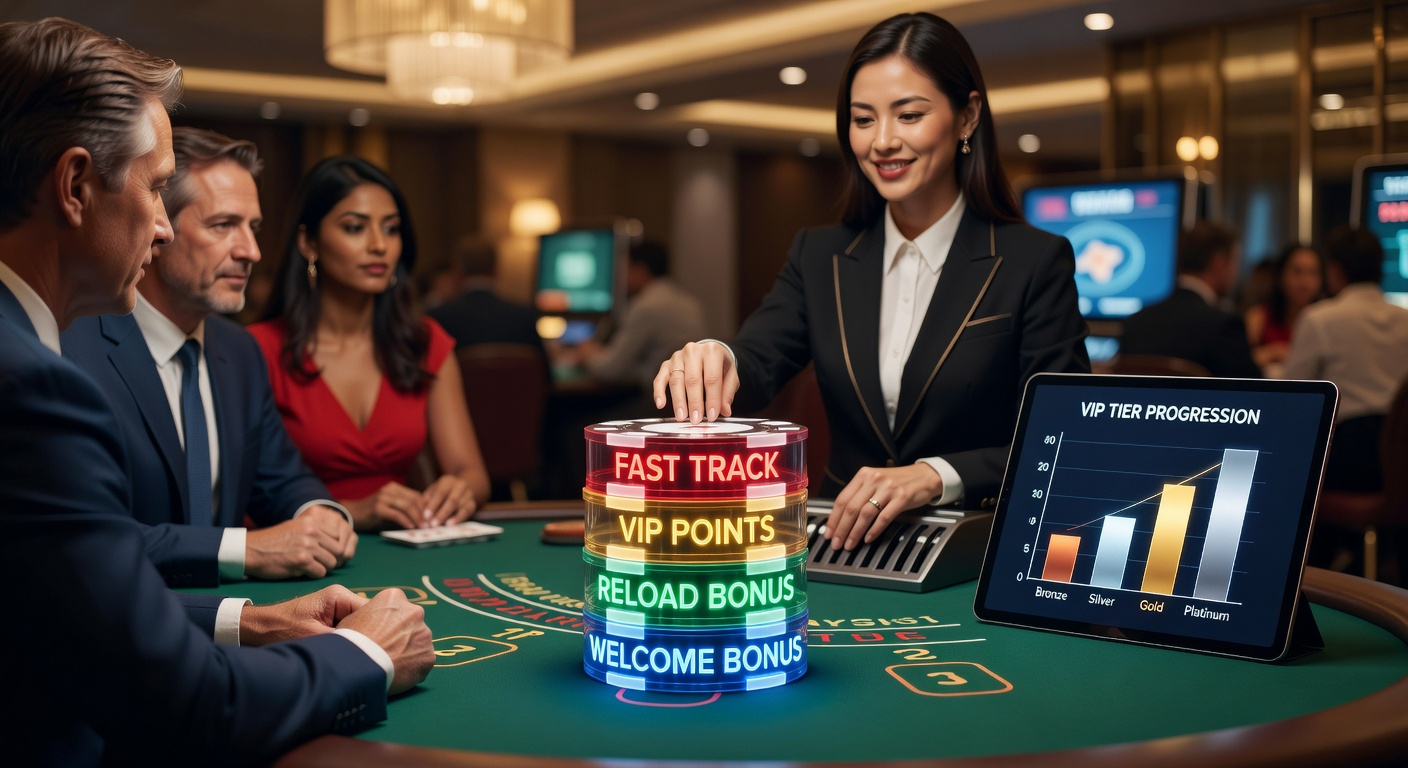 Illustrated progression ladder showing VIP tiers from bronze to diamond, with bonus wagering milestones highlighted in an online casino loyalty program