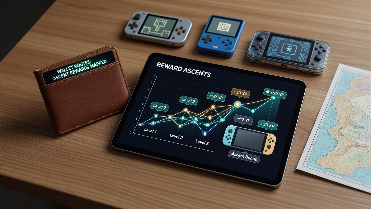 Data visualization of reward ascent pathways linked to different digital wallet options on mobile table game interfaces